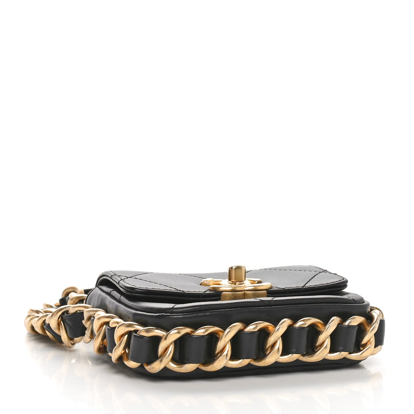 Calfskin Quilted Mini Framing Chain Bag Black