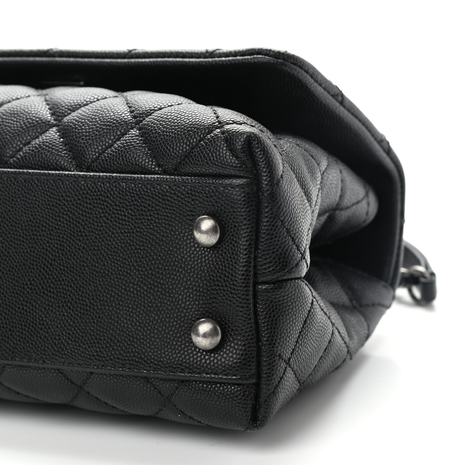 Chanel Caviar Lizard Quilted Mini Coco Handle Flap Black Khaki 9 of 9