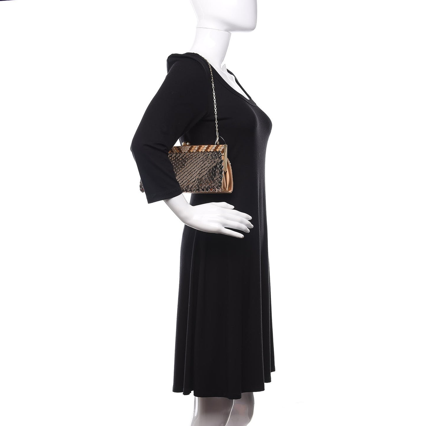 Crystal Metallic Clutch Antique Gold