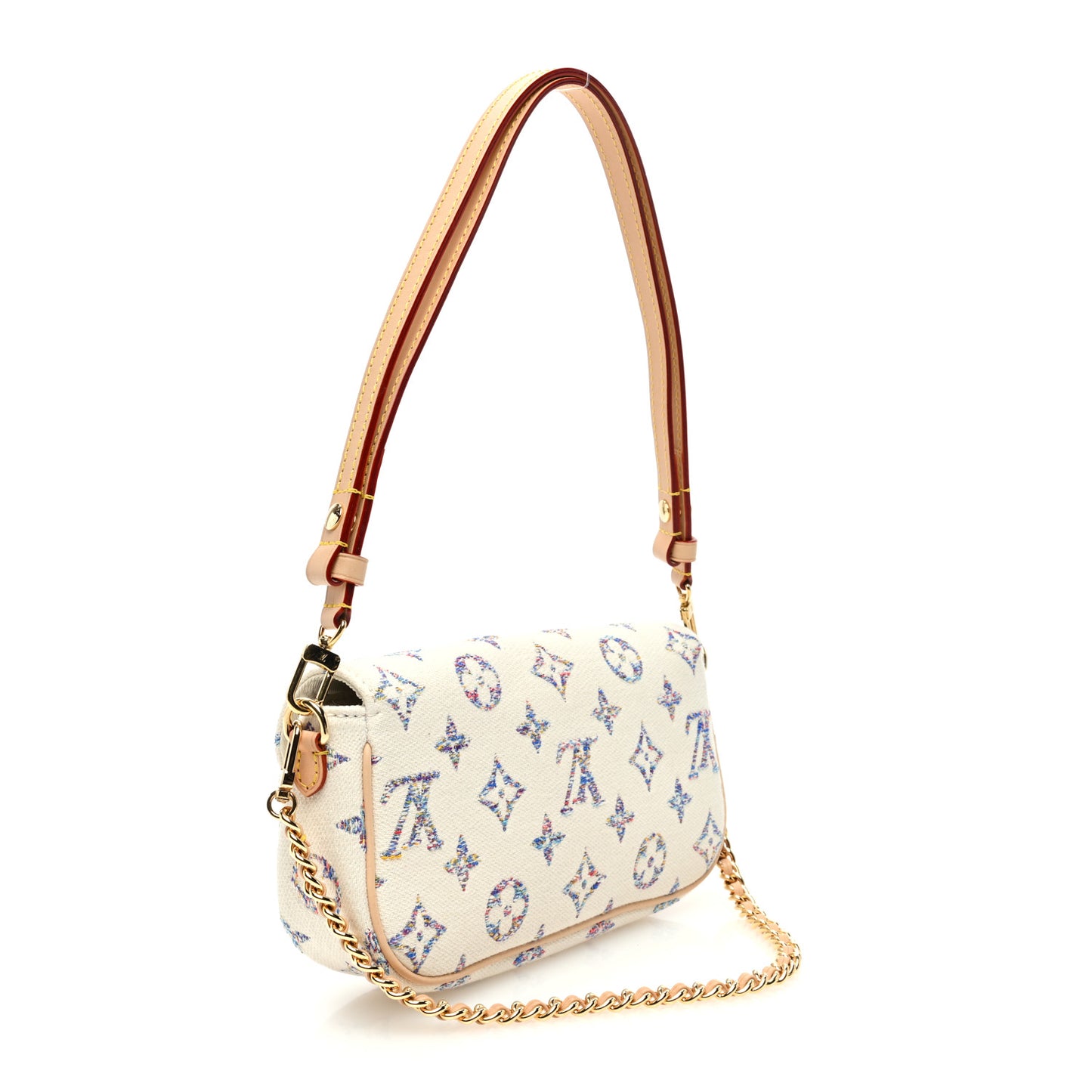 Monogram Tweed Jacquard Ivy Wallet On Chain Multicolor White