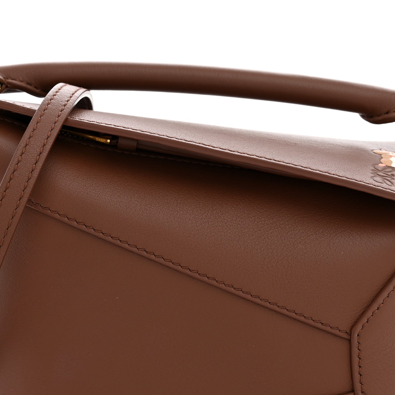 Loewe X SUNA FUJITA Satin Calfskin Mini Hamster Puzzle Edge Bag Havana 7 of 9