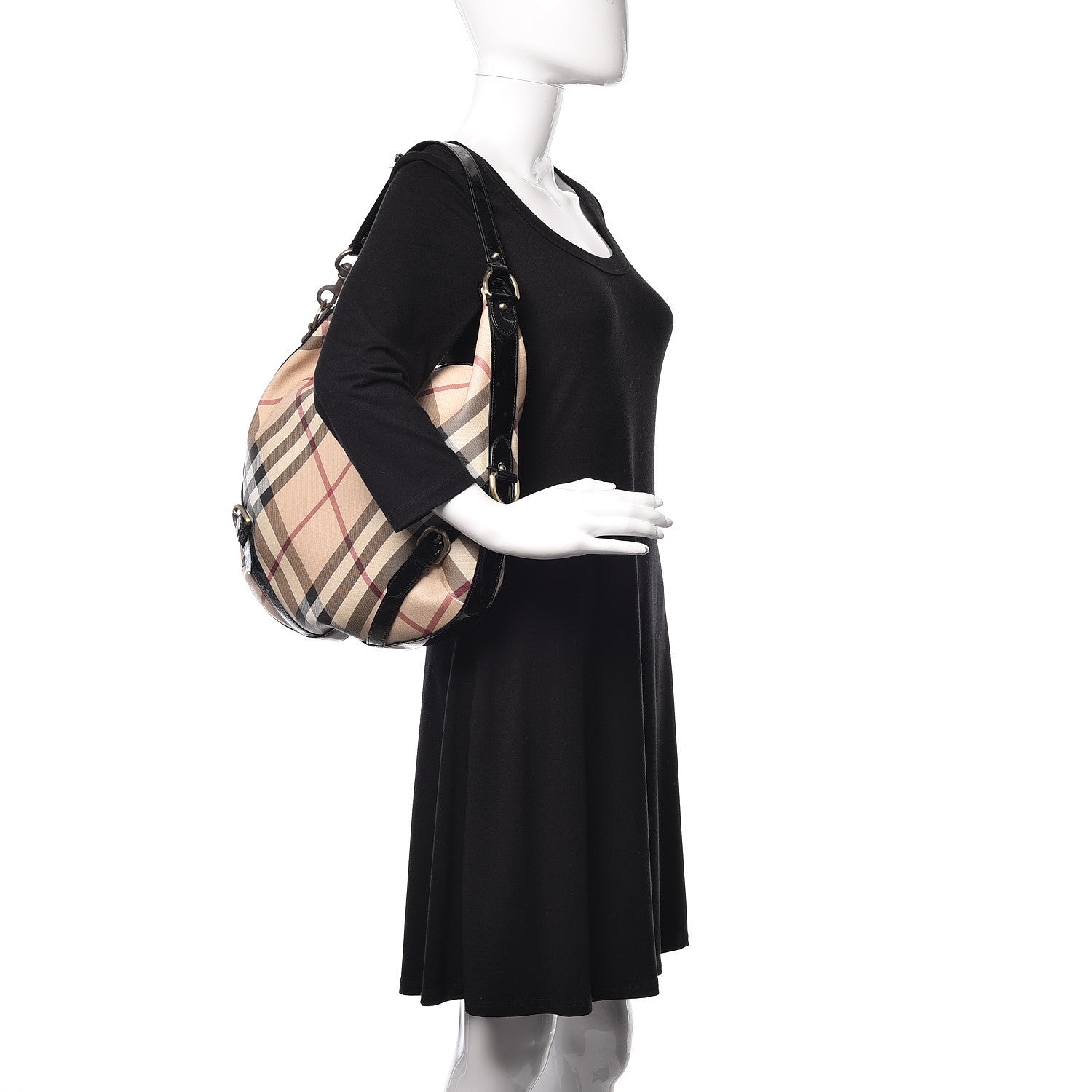 Burberry Supernova Check Buckle Hobo Black 2 of 10