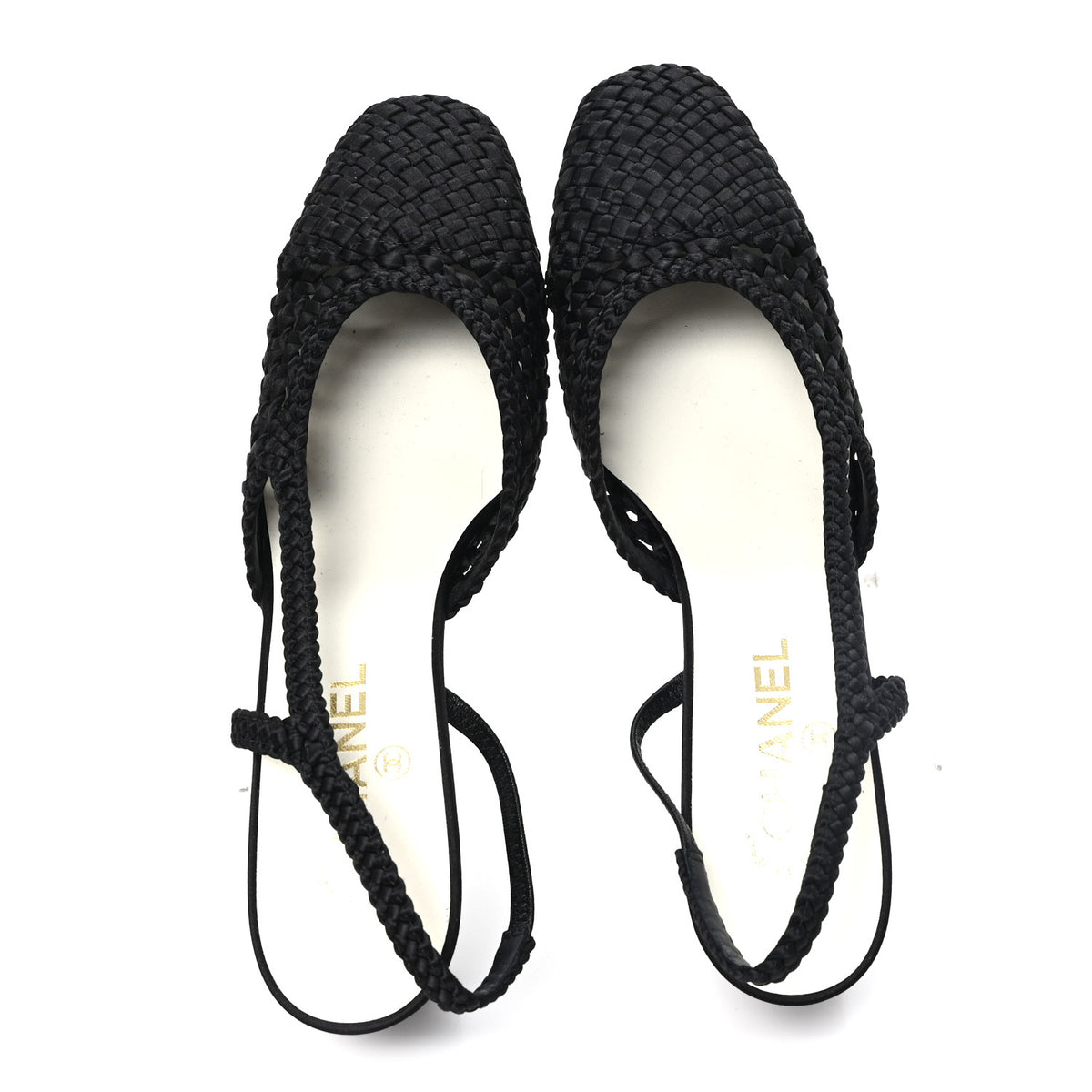 Chanel Satin Braided Slingback Pumps 40 Black 2 of 9