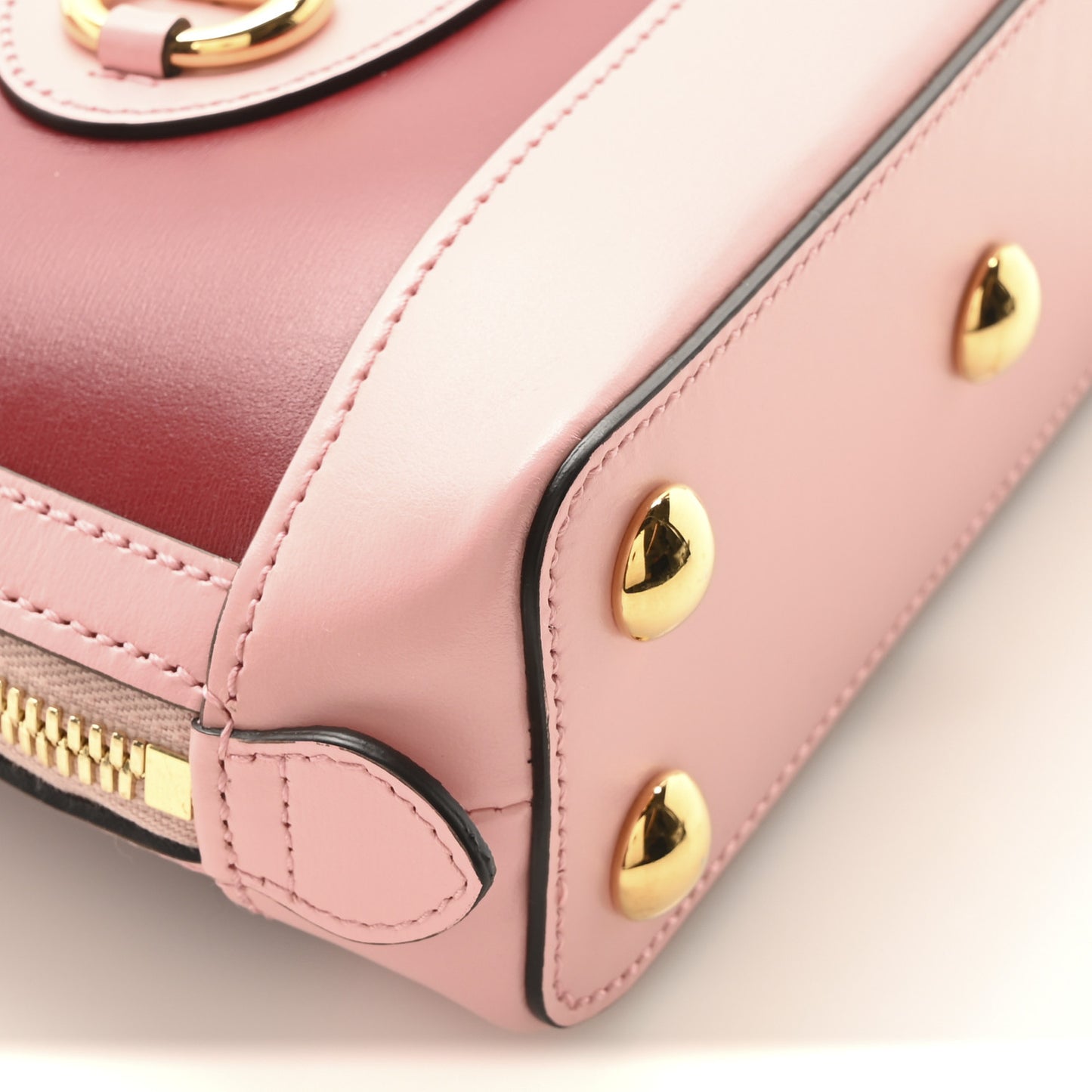 Boarded Plutone Calfskin Mini Horsebit 1955 Top Handle Bag Pink Red