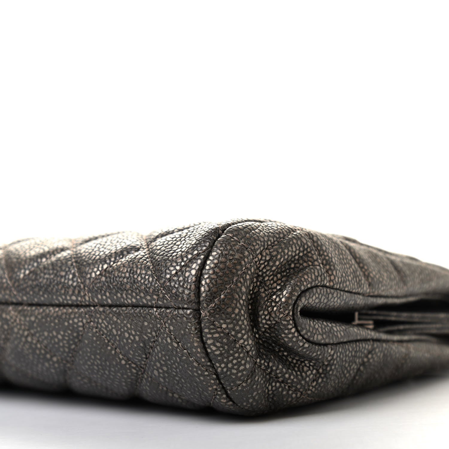 Chanel Metallic Caviar Quilted Clutch Dark Silver 9 of 9