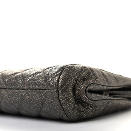 Chanel Metallic Caviar Quilted Clutch Dark Silver 9 of 9