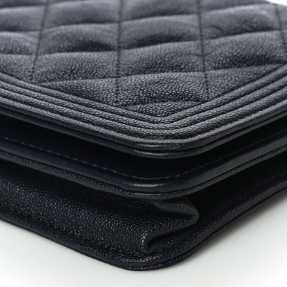 Chanel Caviar Quilted Boy Wallet On Chain WOC Navy 10 of 18