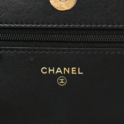 Chanel Tweed Quilted Chanel 19 Wallet On Chain WOC Black Navy Gold 6 of 11