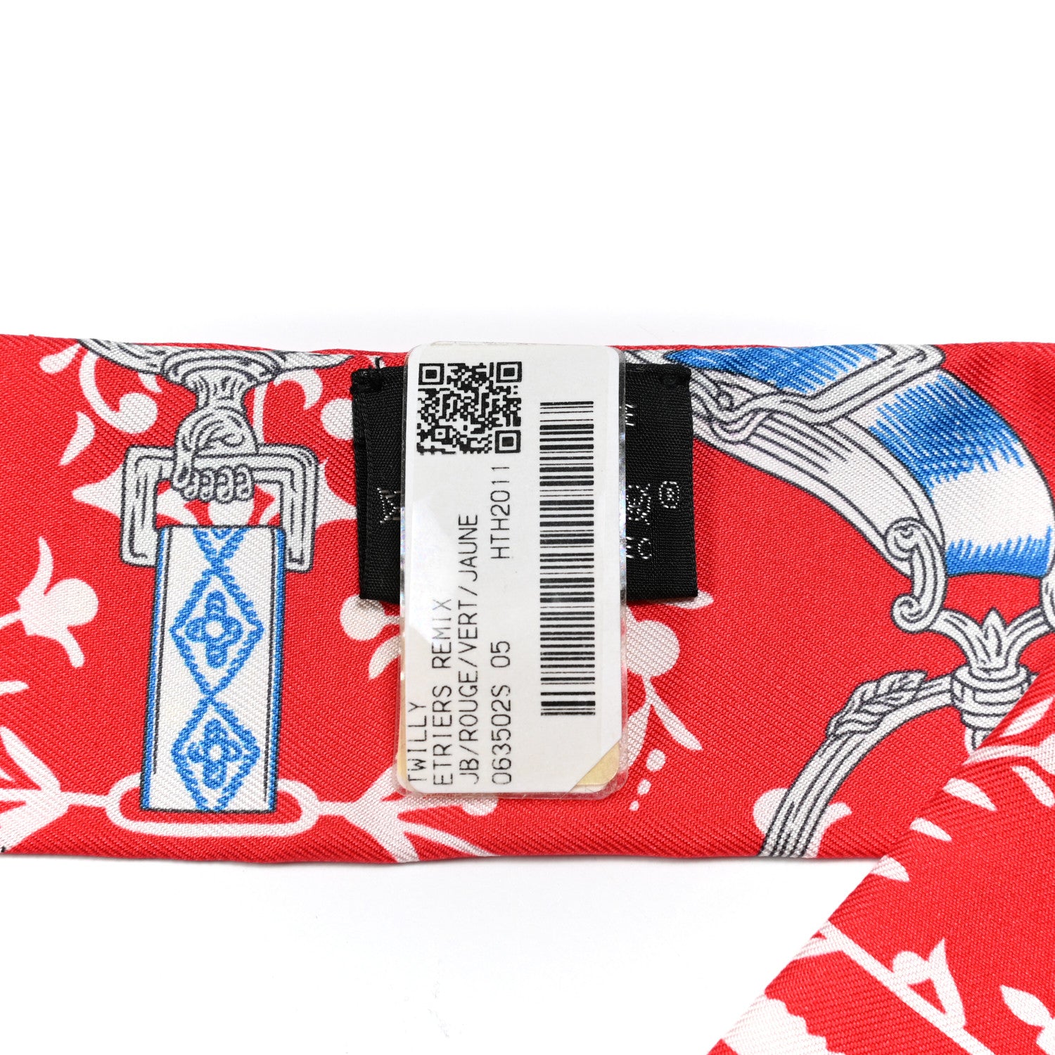 Hermes Silk Etriers Remix Twilly Rouge Vert Jaune 5 of 5