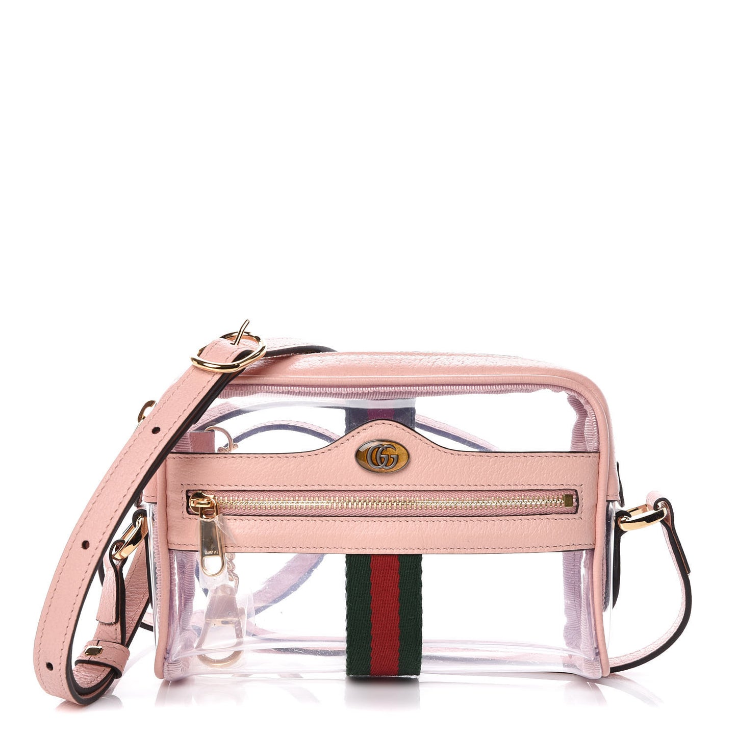 Vinyl Web Mini Ophidia Transparent Shoulder Bag Perfect Pink