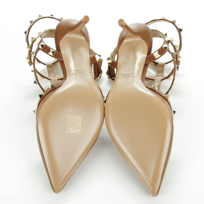 Valentino Garavani Pebbled Calfskin Rockstud Ankle Strap 65mm Pumps 36.5 Deep Cuir 5 of 9