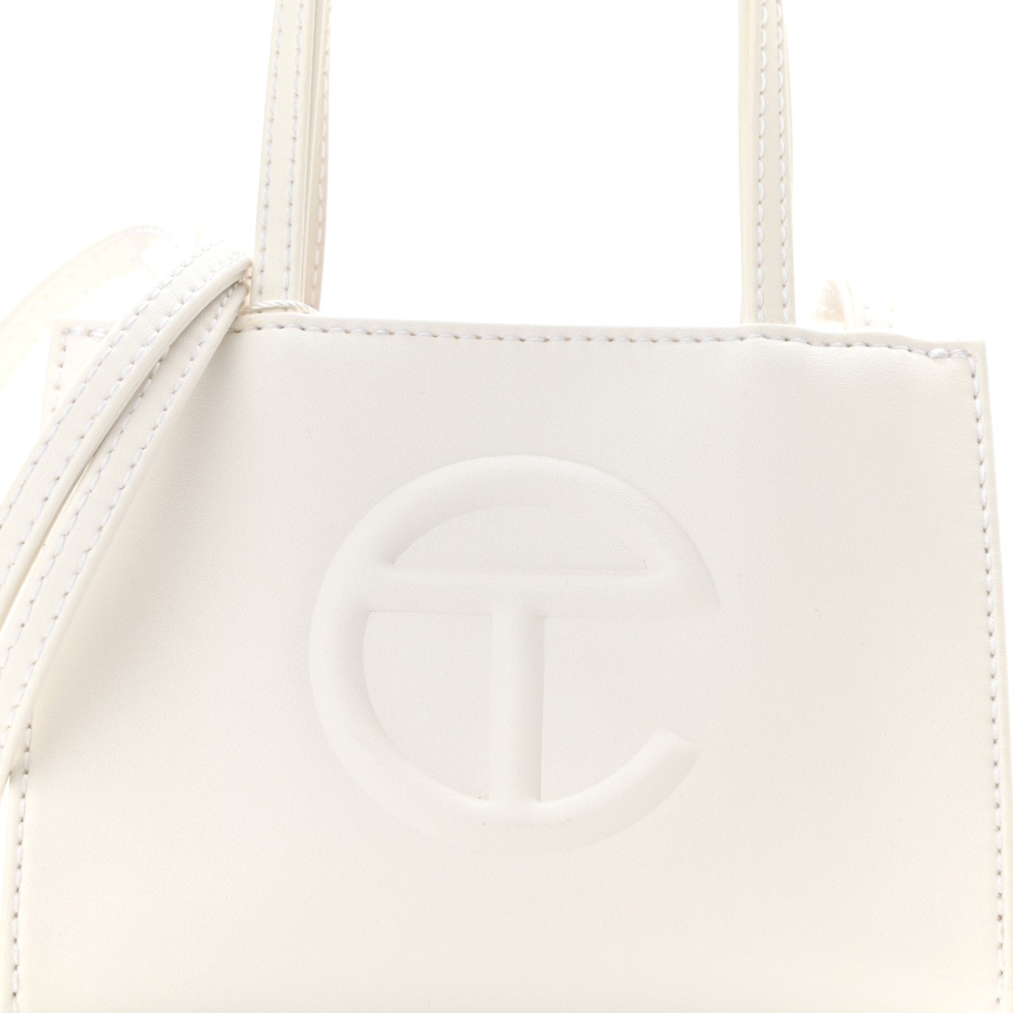 Vegan Leather Small Shopping Bag White