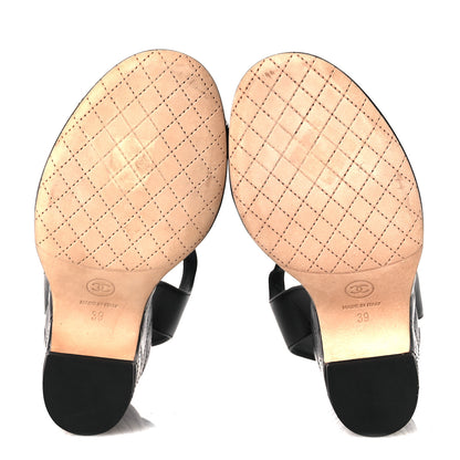 Chanel Lambskin Quilted Chain CC Wedge Sandals 39 Black 7 of 12