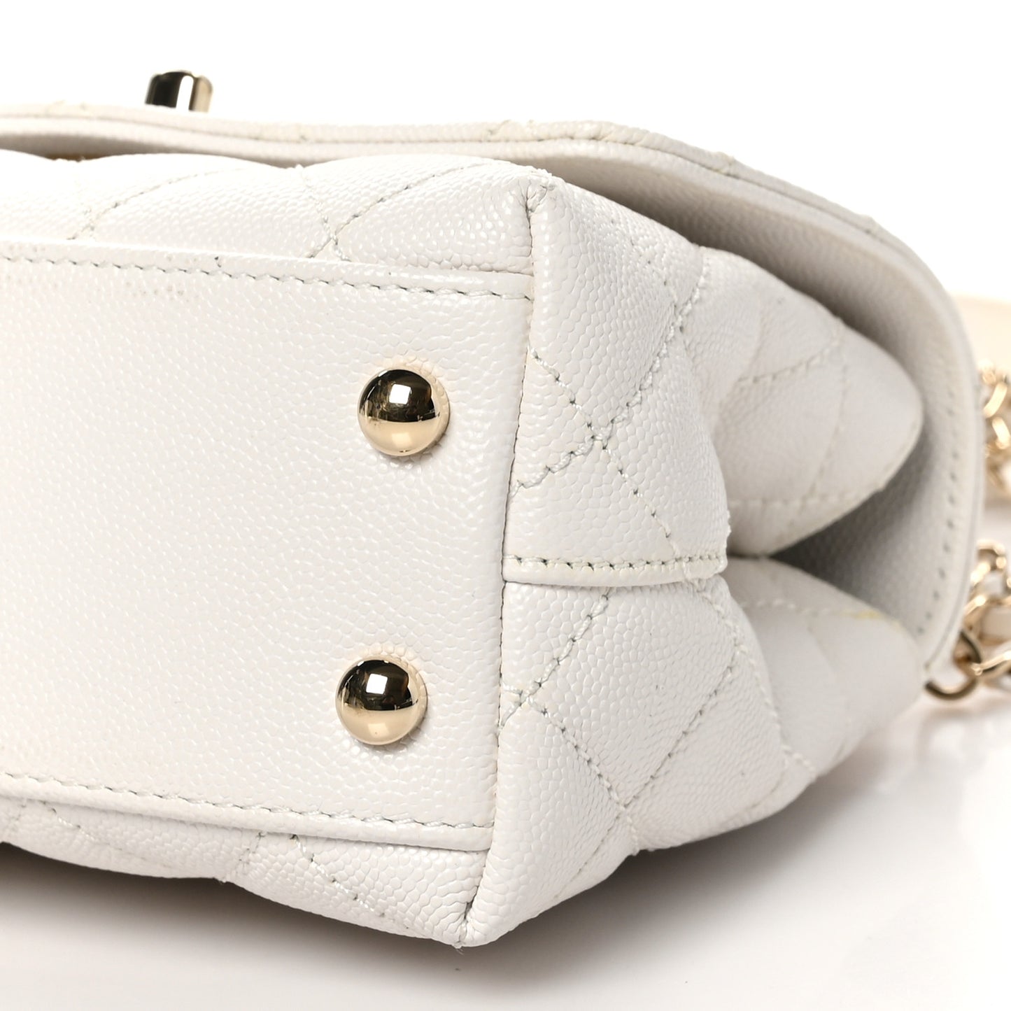 Caviar Quilted Extra Mini Coco Handle Flap White