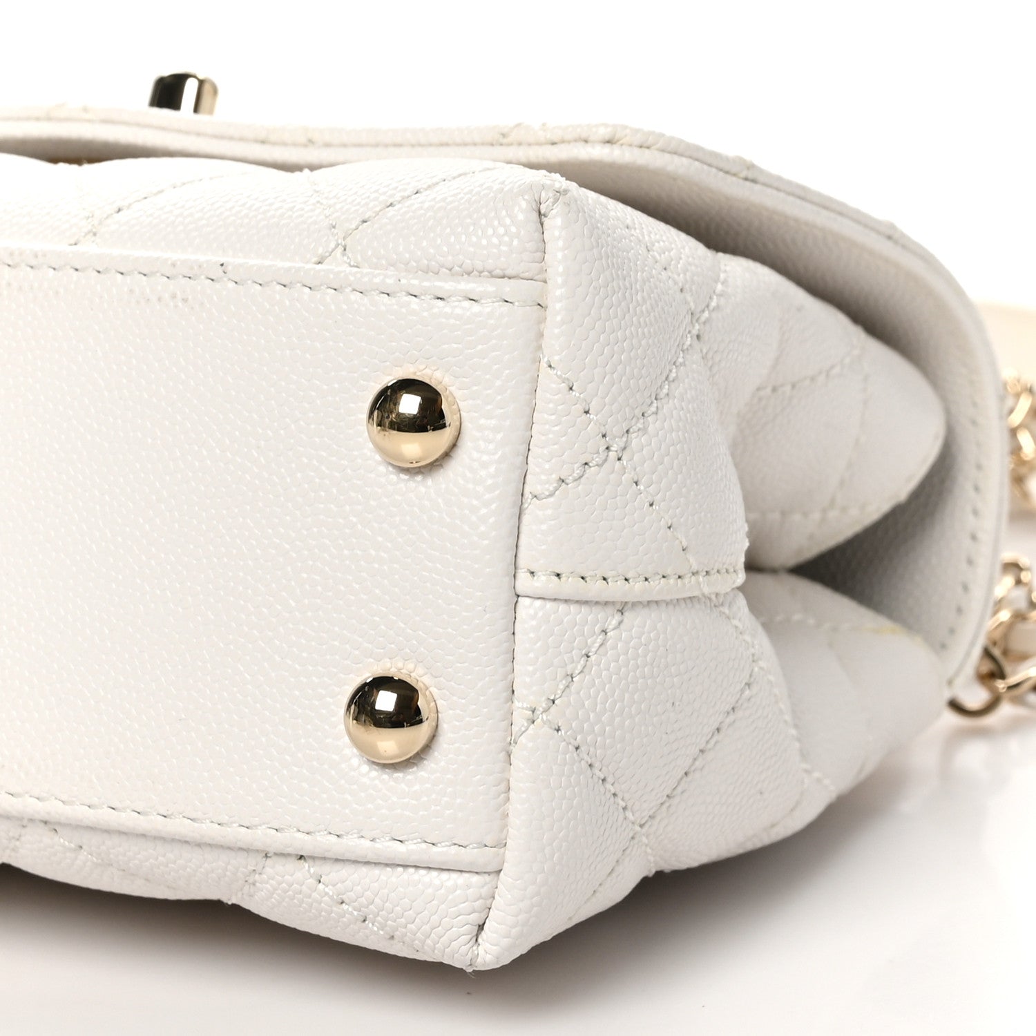 Chanel Caviar Quilted Extra Mini Coco Handle Flap White 10 of 10