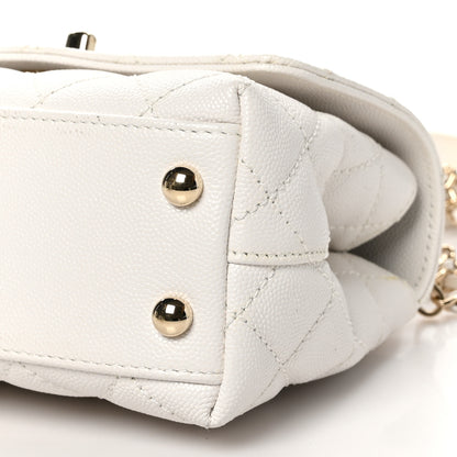 Chanel Caviar Quilted Extra Mini Coco Handle Flap White 10 of 10