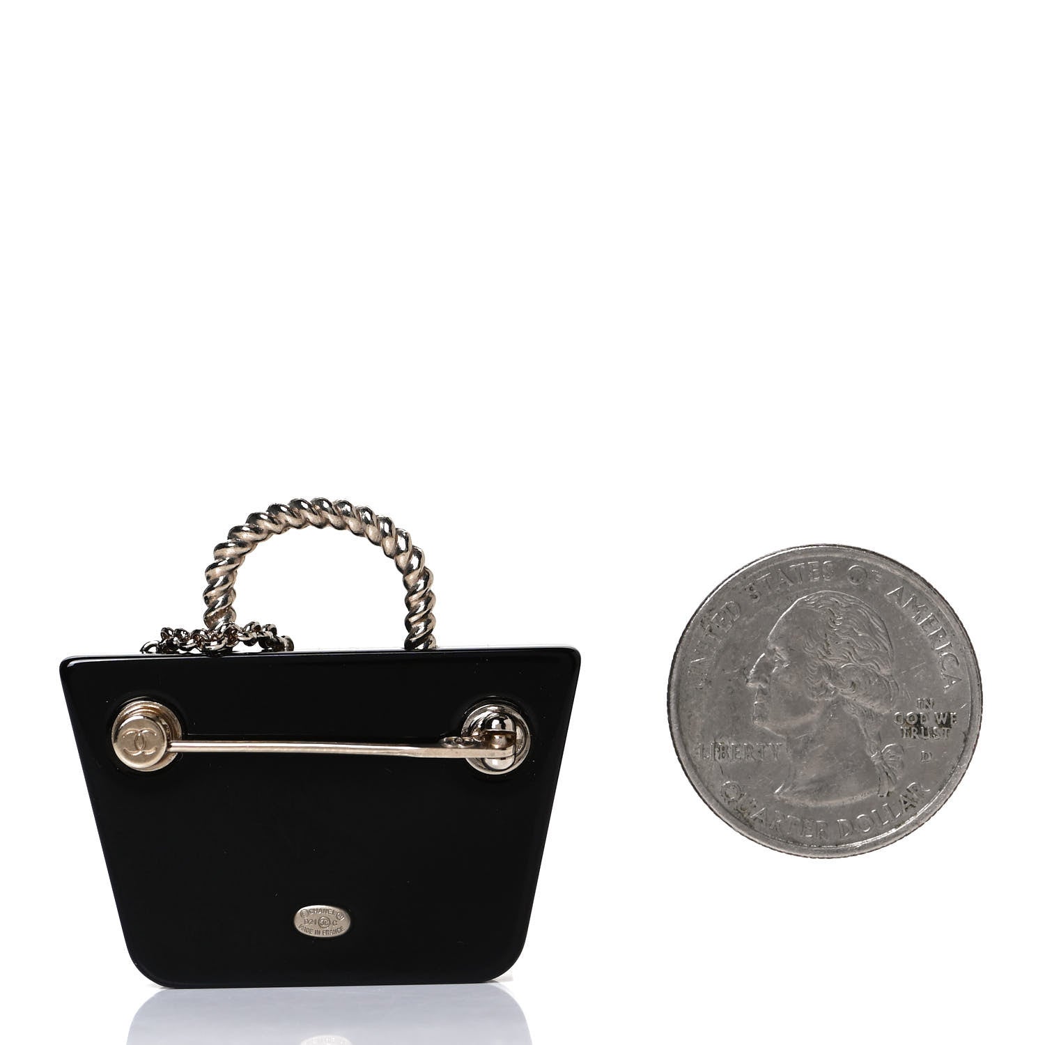 Chanel Resin Crystal Pearl Bag Hat Brooch Gold Black White 2 of 4