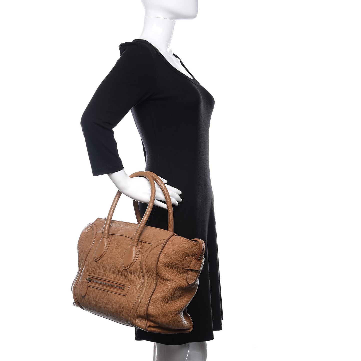 Drummed Calfskin Mini Luggage Camel