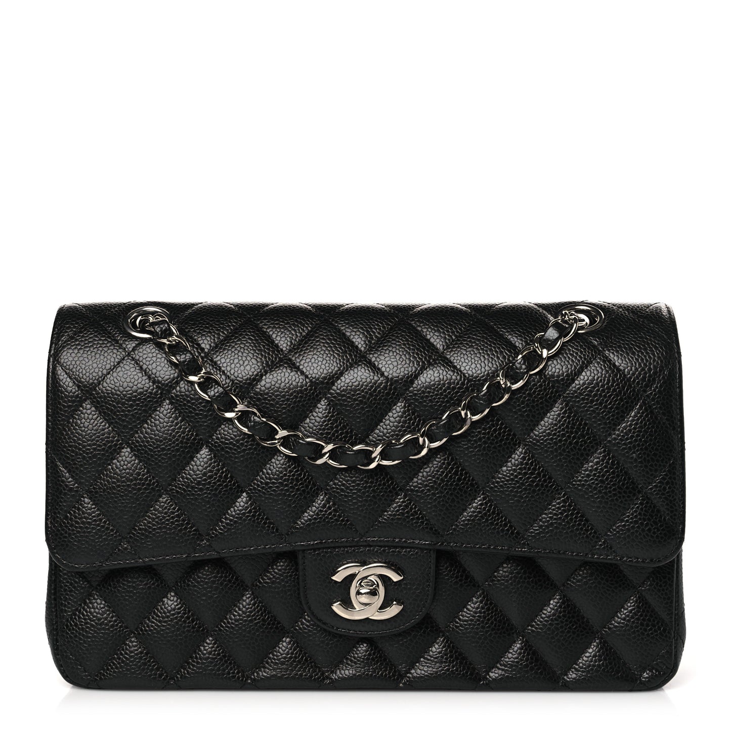 Caviar Quilted Medium Double Flap Black