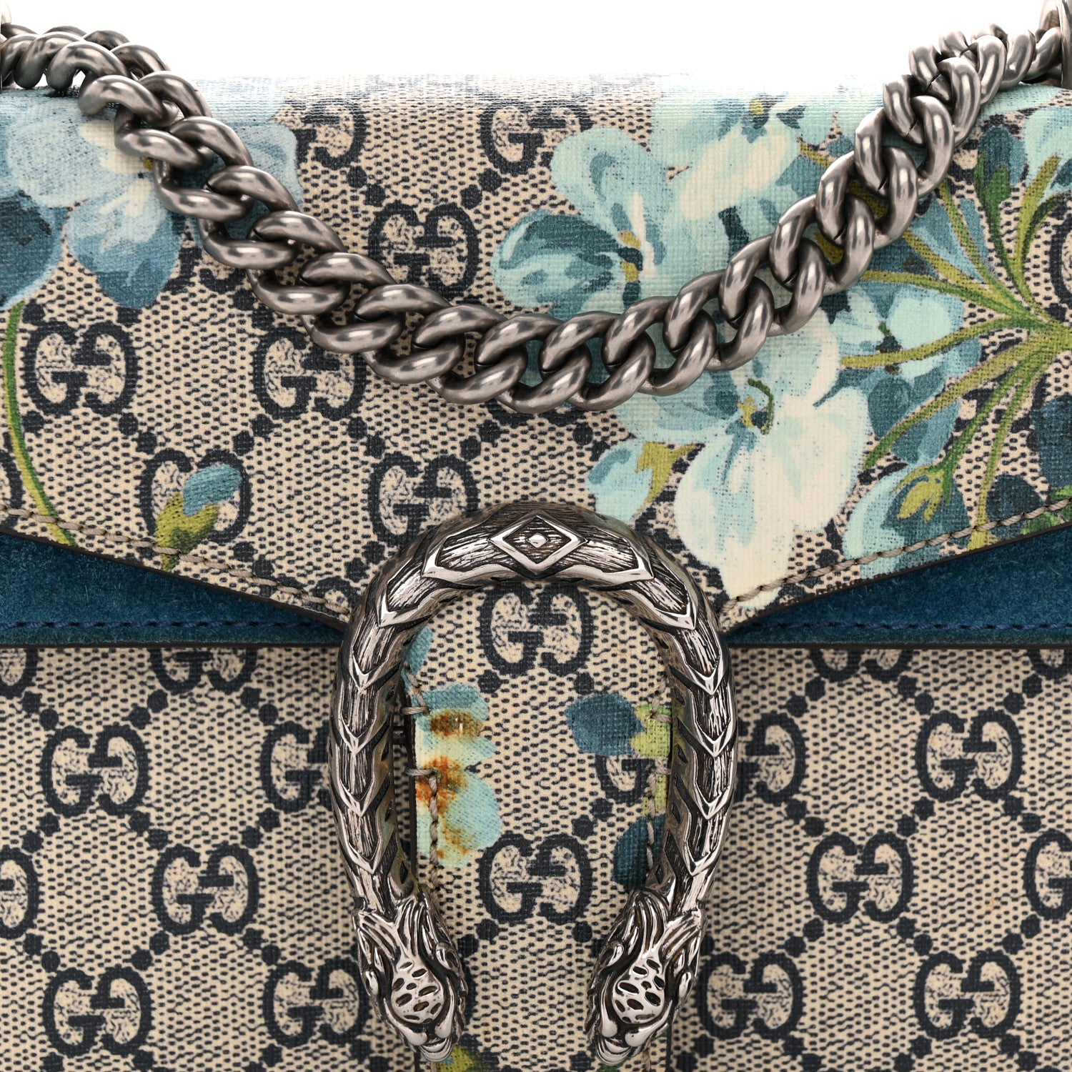 Gucci GG Supreme Monogram Blooms Mini Dionysus Shoulder Bag Beige Navy Vintage Blue 8 of 13