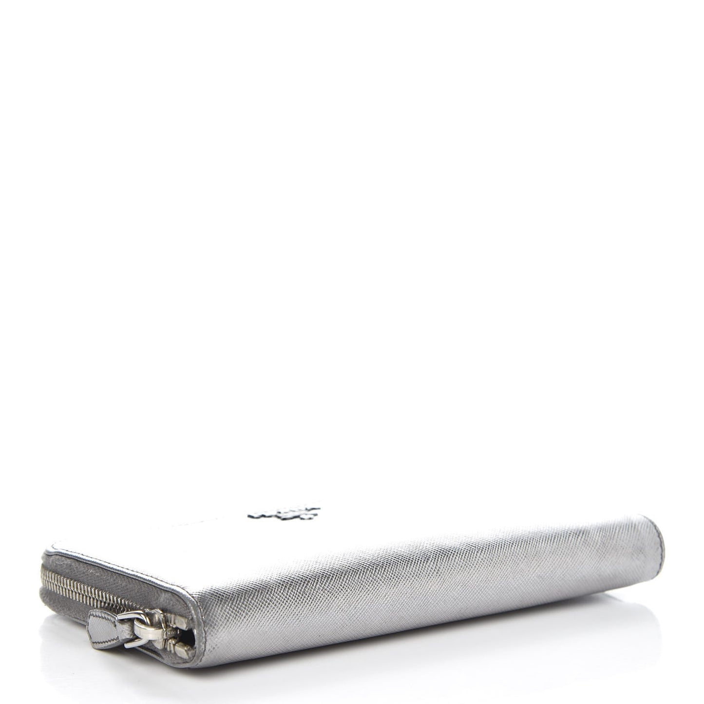 Saffiano Metal Zip Around Wallet Argento