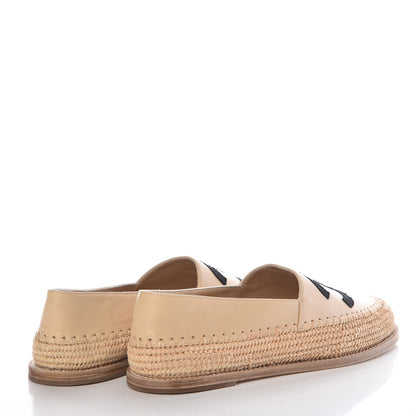 Chanel Lambskin Grosgrain CC Espadrilles 39 Beige Black 4 of 9