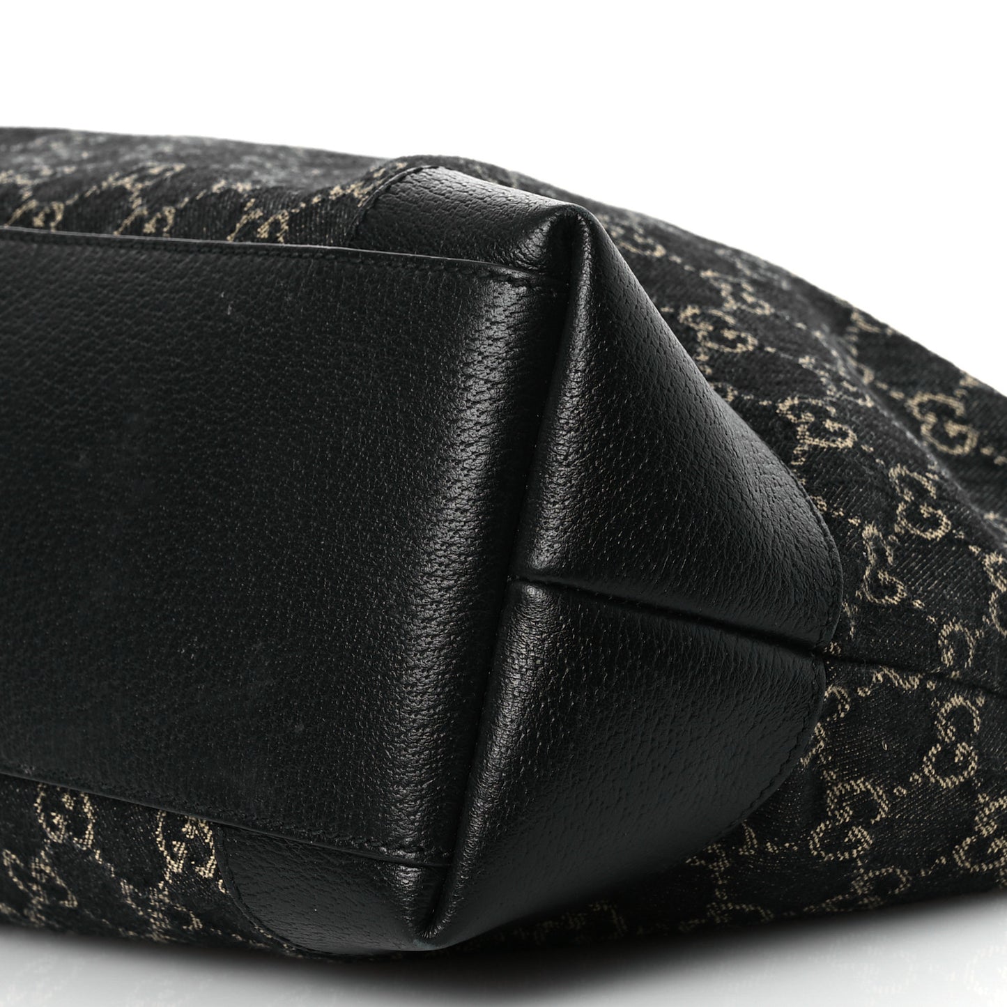 Jacquard Black Denim GG Monogram Medium Ophidia Shopping Tote Black Ivory