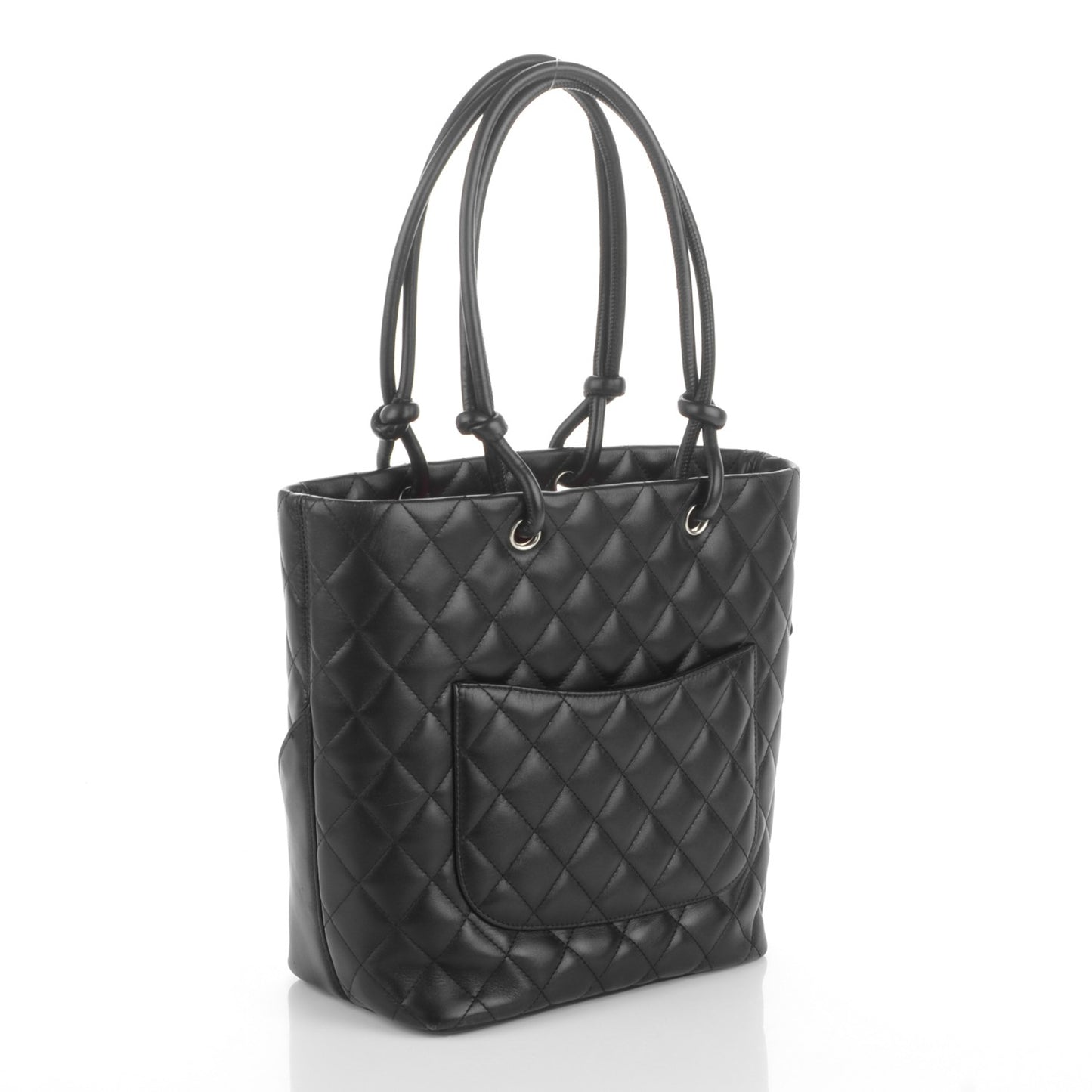 Calfskin Quilted Medium Cambon Tote Black