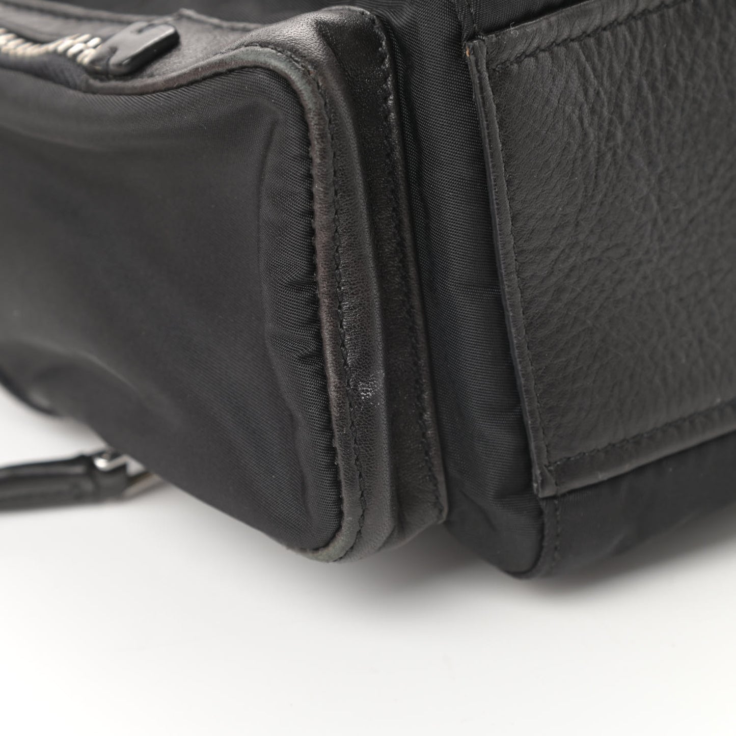 Soft Calfskin Tessuto Nylon Shoulder Bag Black