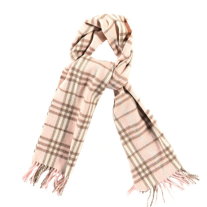 Burberry Cashmere Check Fringe Scarf Pink 1 of 3