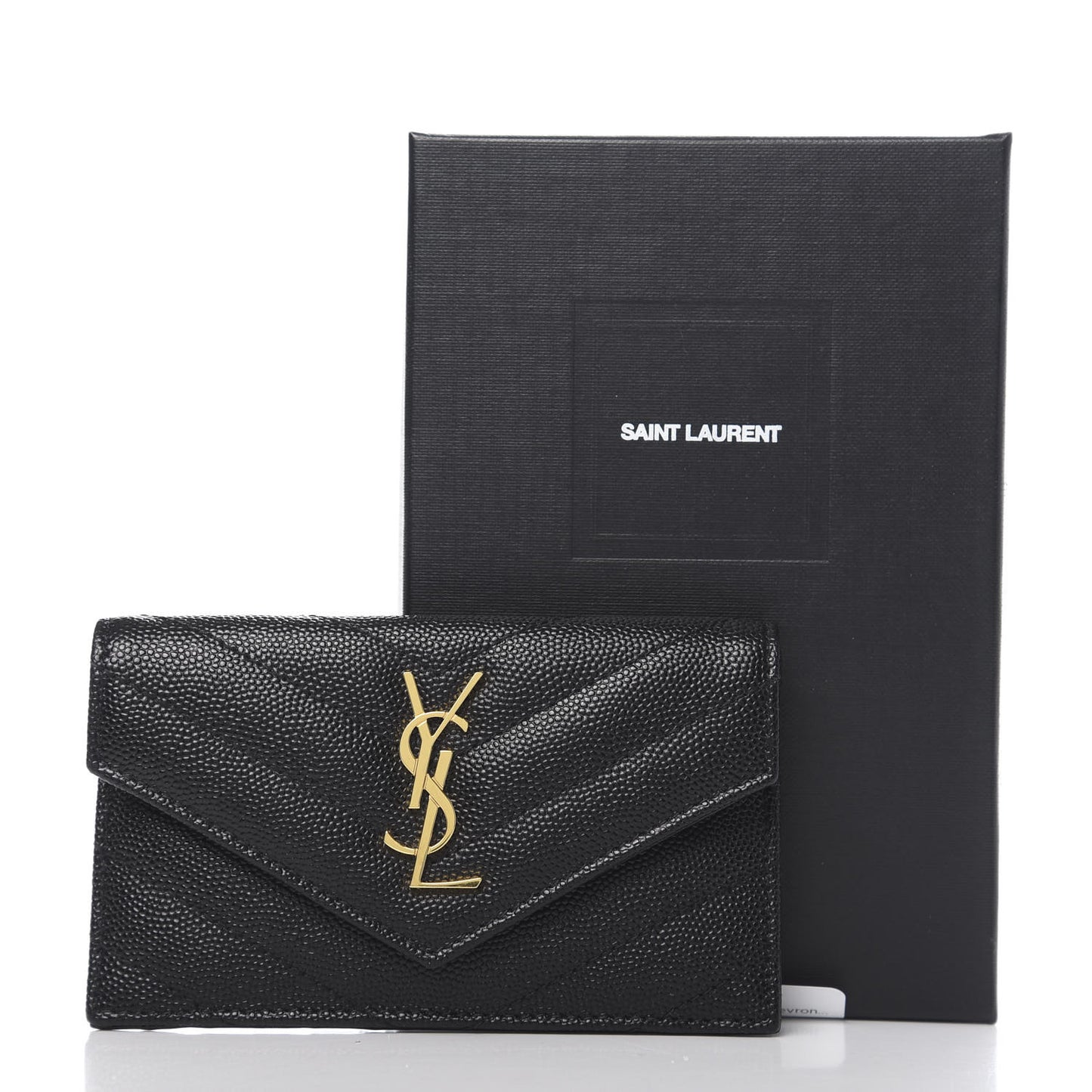Grain De Poudre Matelasse Chevron Monogram Compact Wallet Black