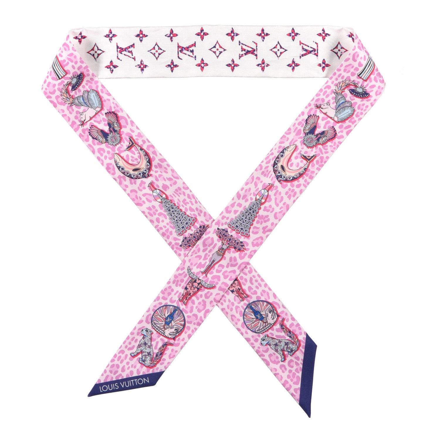 Louis Vuitton Silk Monogram Bestiary BB Bandeau Rose 1 of 3