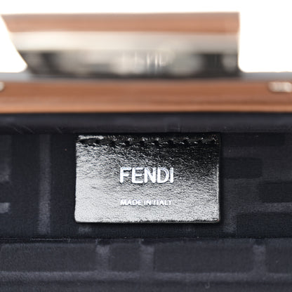 Fendi Shiny Glazed Fabric Vachetta FF 1974 Mini Baguette Trunk Mogano Panna Cuoio 5 of 10