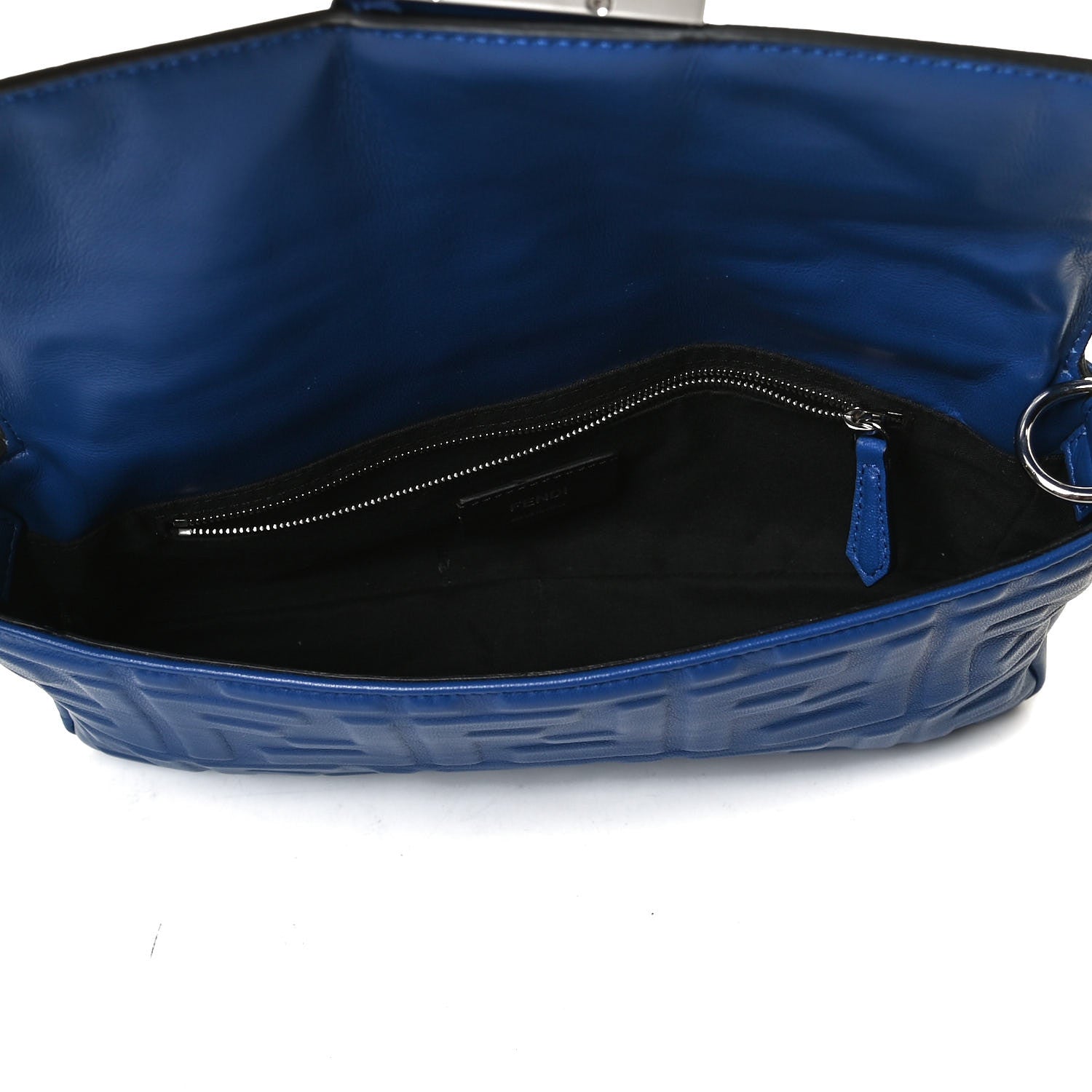 Fendi Nappa FF 1974 Embossed Belt Baguette Bag Blue Neon 5 of 18