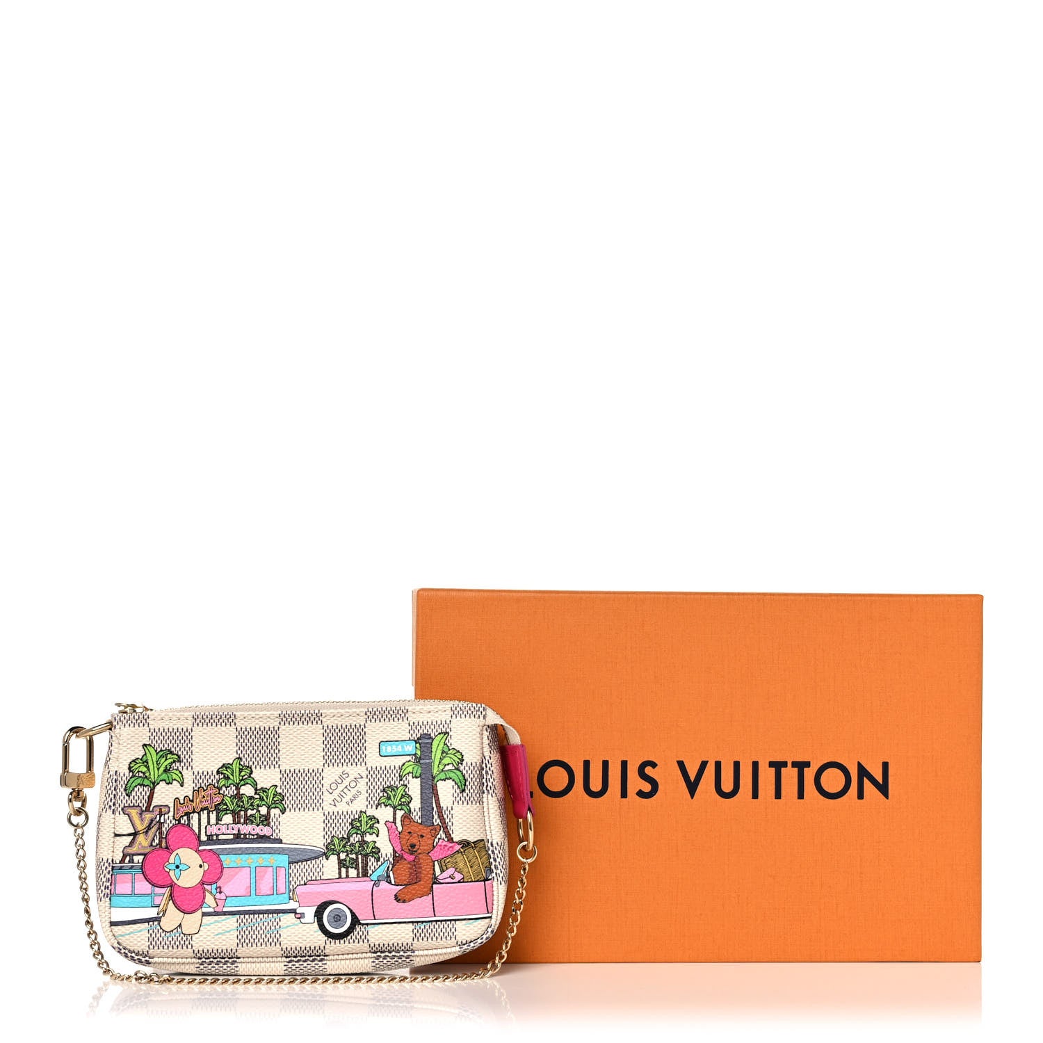 Louis Vuitton Damier Azur 2021 Christmas Animation Hollywood Mini Pochette Accessories Fuchsia 11 of 11