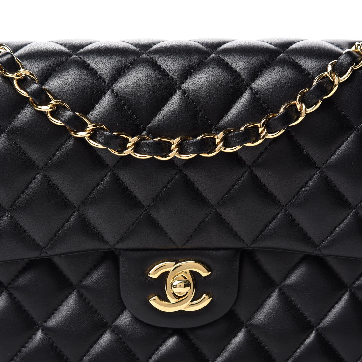 Chanel Lambskin Quilted Medium Double Flap Black 13 of 14