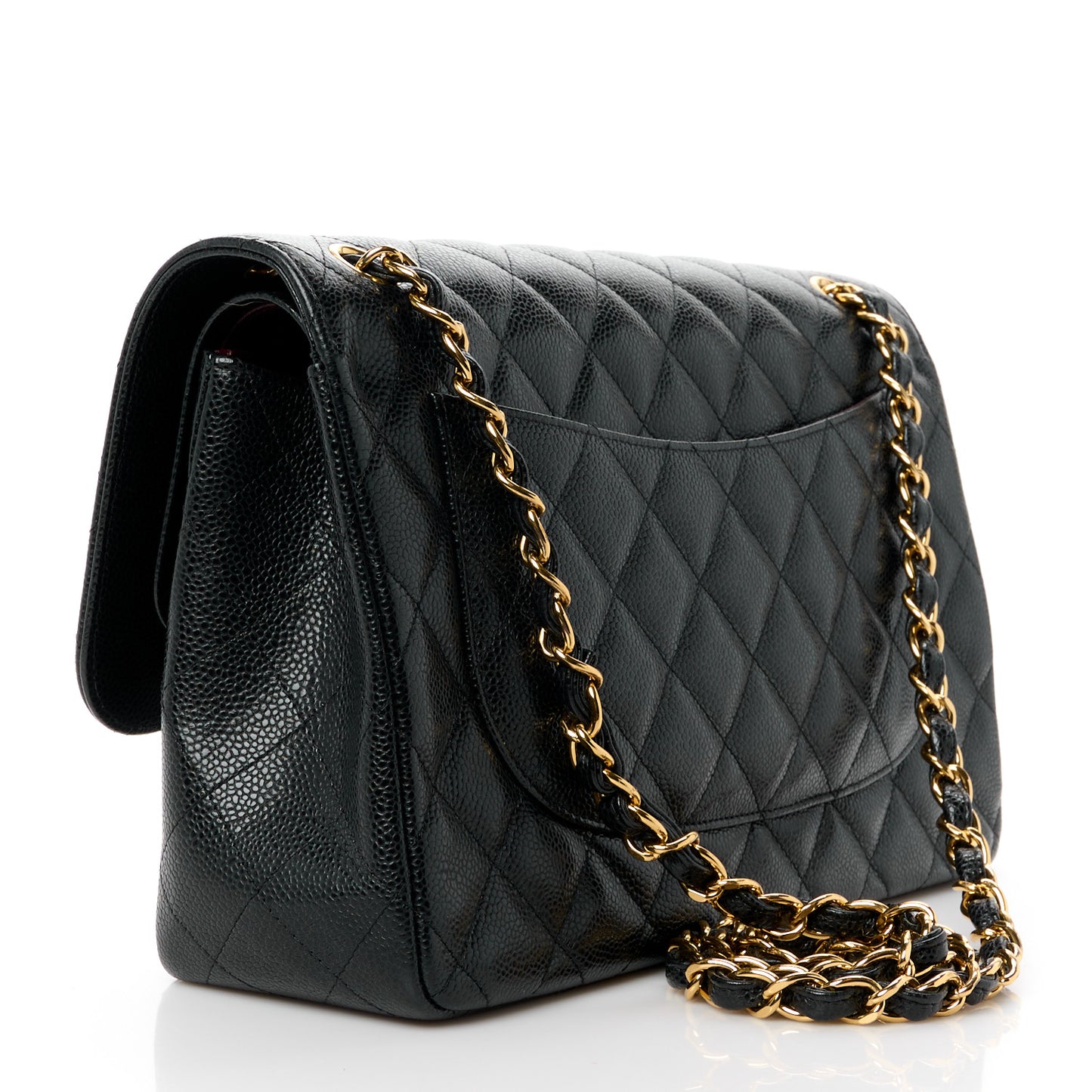 Caviar Quilted Jumbo Double Flap Black