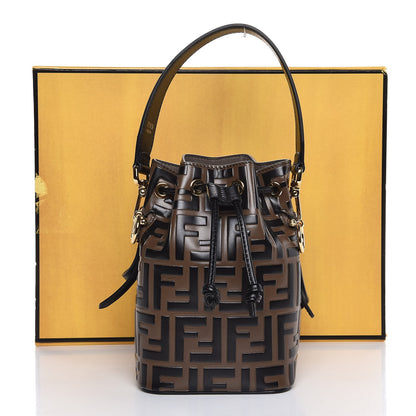 Fendi Vitello Liberty F is Fendi Bi-Color FF 1974 Embossed Mini Mon Tresor Bucket Bag Maya Black 8 of 8