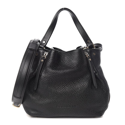 Burberry Grainy Calfskin House Check Small Maidstone Black 1 of 9