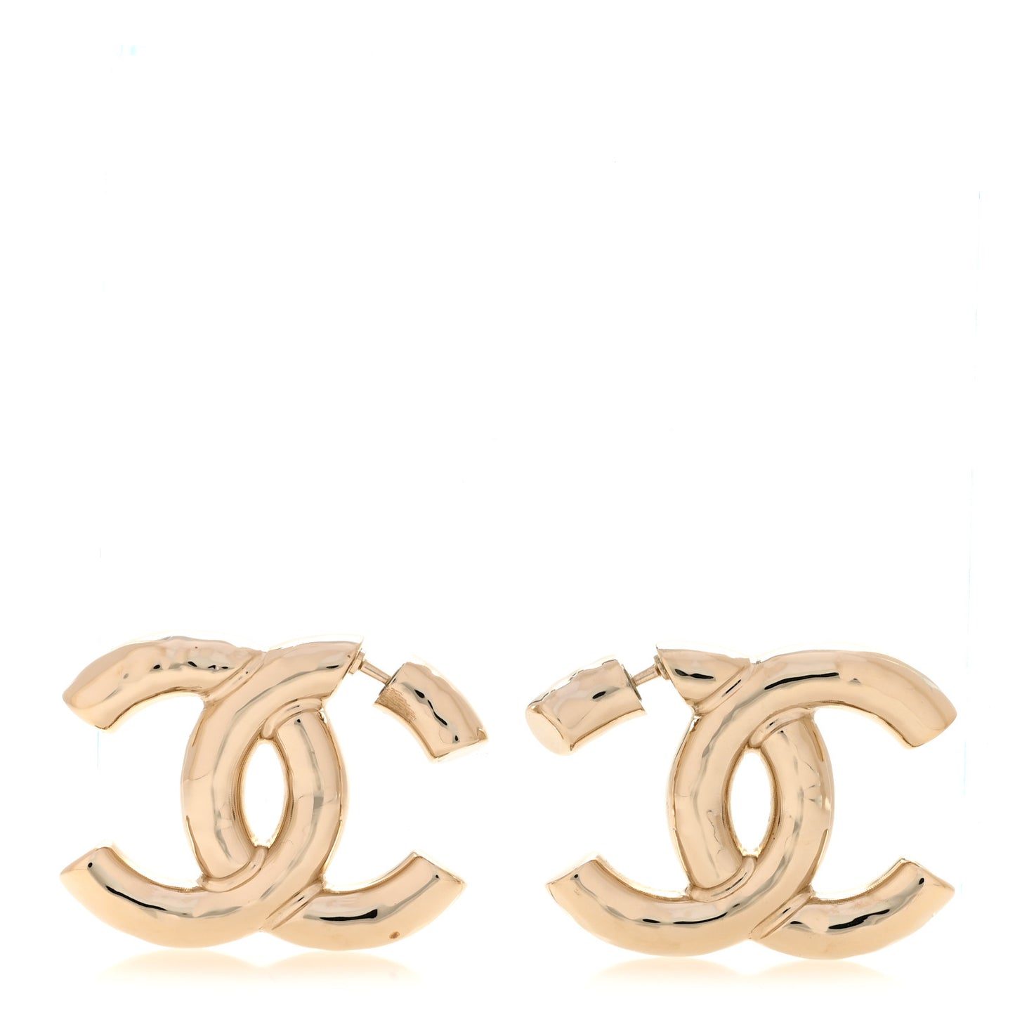 Metal Large CC Earrings Light Gold