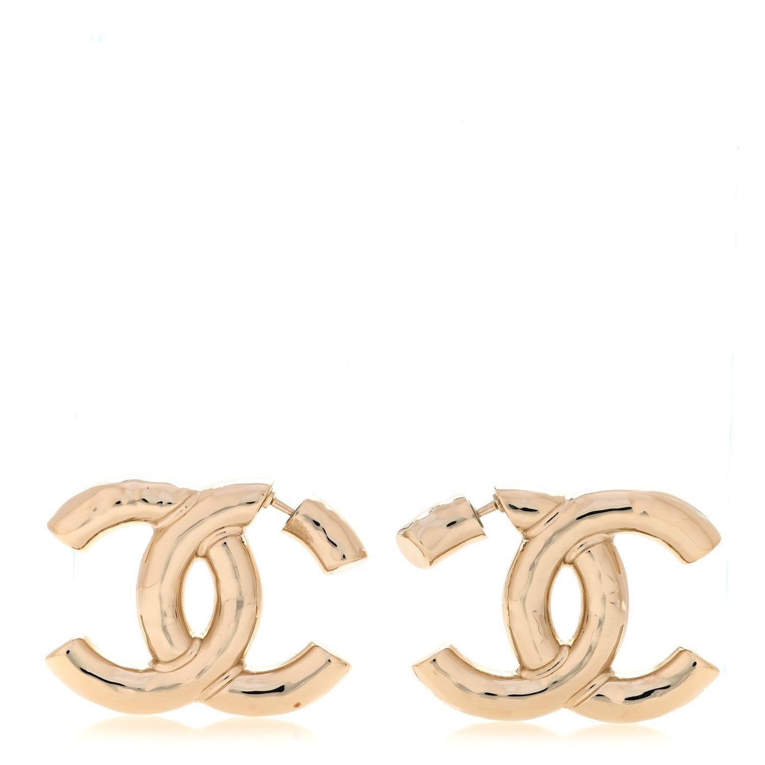 Chanel Metal Large CC Earrings Light Gold 1 of 5