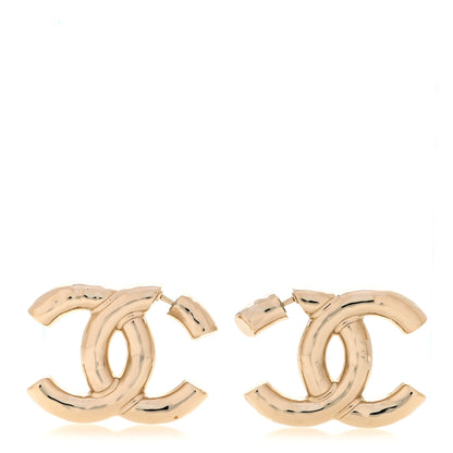Chanel Metal Large CC Earrings Light Gold 1 of 5