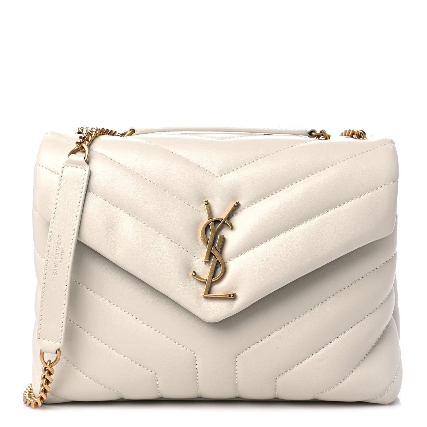 Saint Laurent Calfskin Y Quilted Monogram Small Loulou Chain Satchel Blanc Vintage 1 of 10