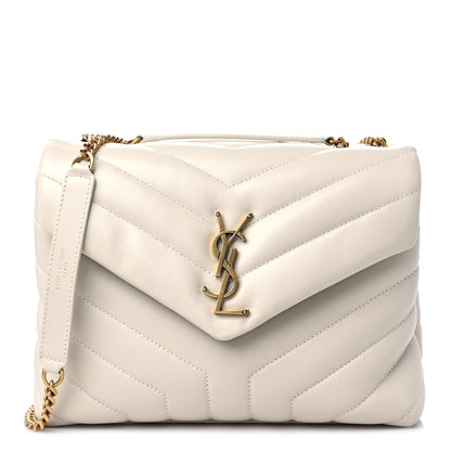 Saint Laurent Calfskin Y Quilted Monogram Small Loulou Chain Satchel Blanc Vintage 1 of 10