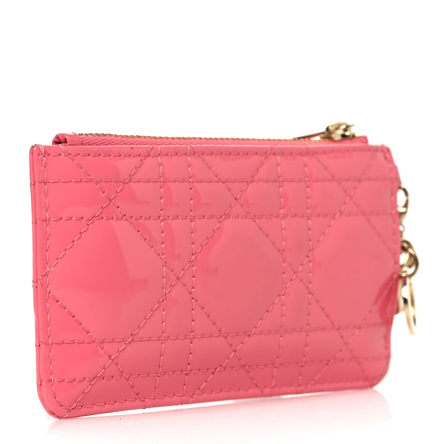 Patent Cannage Lady Dior Key Pouch Pink