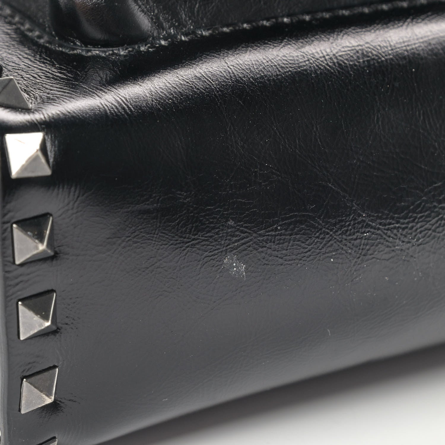 Valentino Garavani Craquele Calfskin Small Guitar Strap Rockstud Rolling Flap Pocket Shoulder Bag Black 5 of 6