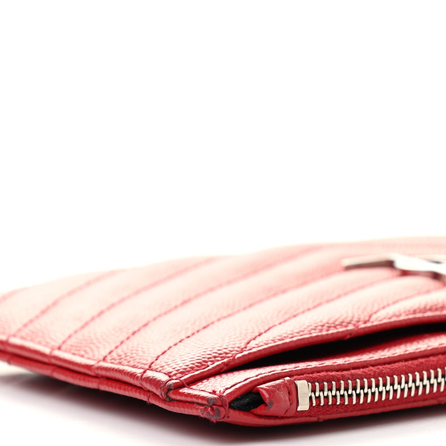 Saint Laurent Grain De Poudre Chevron Monogram Bill Pouch Bandana Red 10 of 13