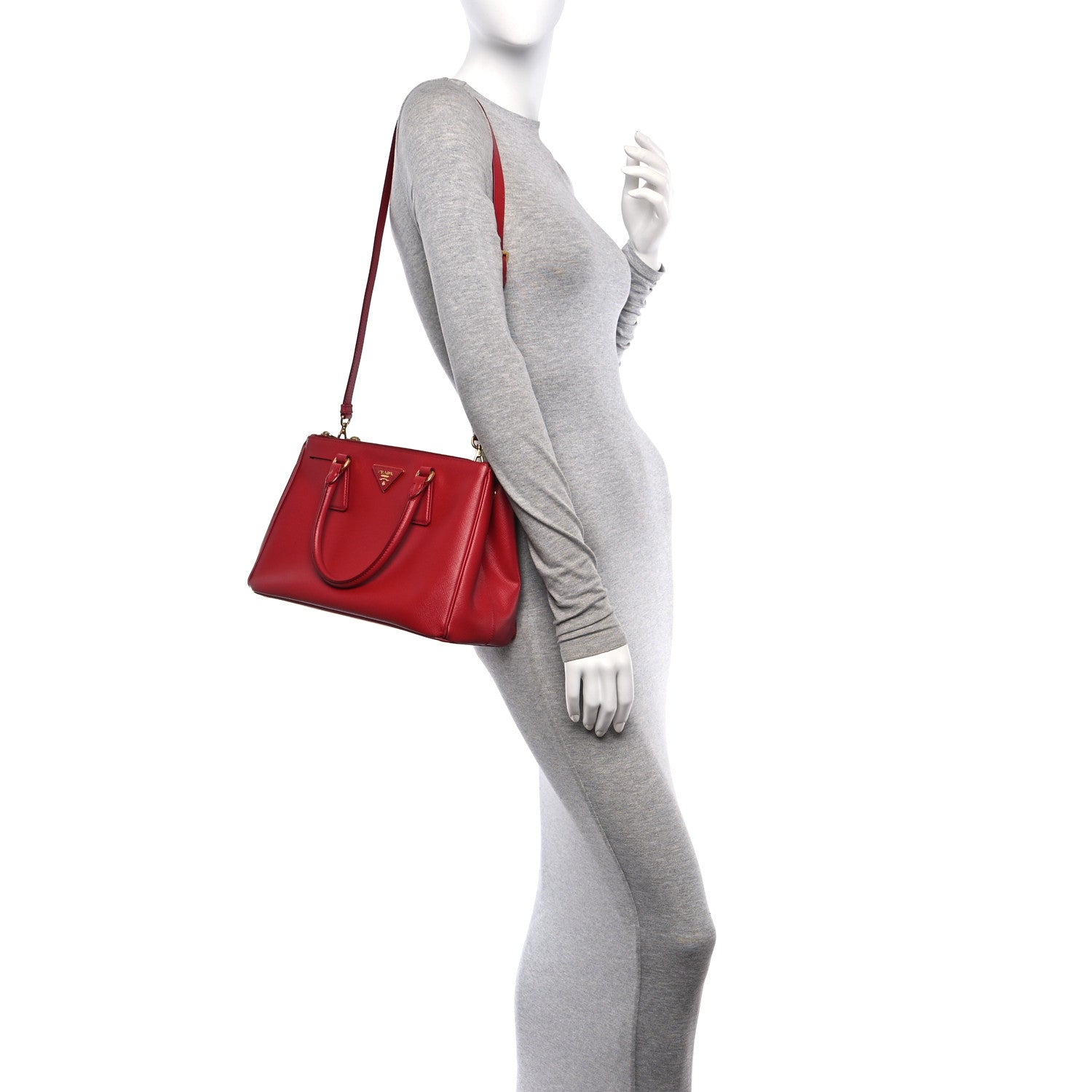 Prada Saffiano Small Galleria Double Zip Tote Fuoco 2 of 11
