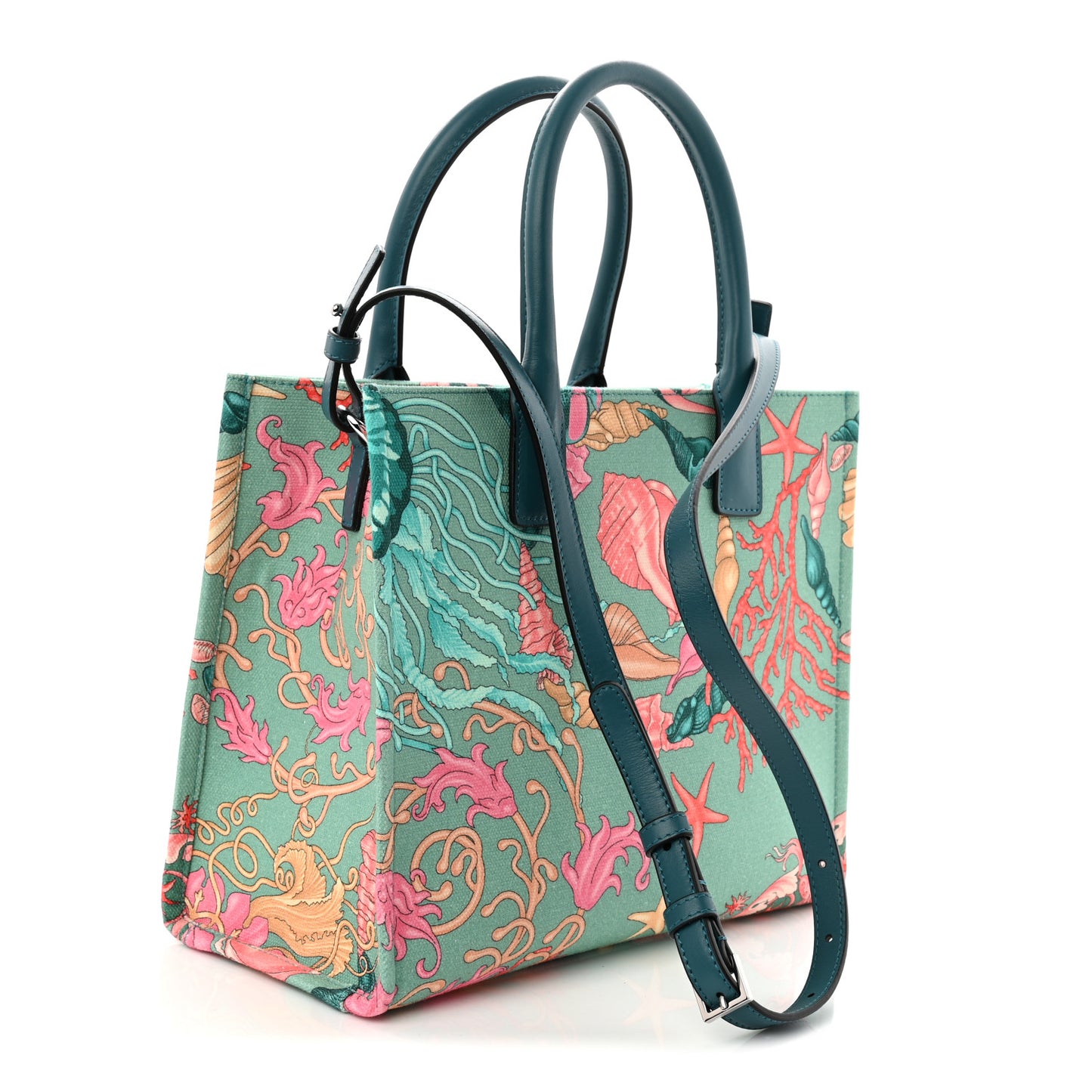 Canvas Barocco Underwater Medusa Small Tote Light Blue Pink Multicolor