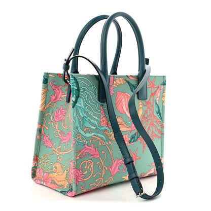 Versace Canvas Barocco Underwater Medusa Small Tote Light Blue Pink Multicolor 3 of 9